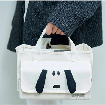 Сумка для макияжа Snoopy, холщовая сумка для хранения мультяшных туалетных принадлежностей, органайзер для модных аниме-студентов, большая вместительная дорожная сумка для стирки