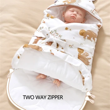 Универсальное детское одеяло для пеленания с капюшоном и защитой на 360 ° Спальный мешок Идеально подходит для детских колясок и колыбелей P31B