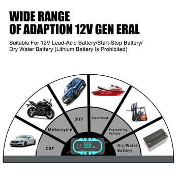 Импульсный Ремонт Цифрового Дисплея Зарядное Устройство Smart Car Battery Charger Для Мотоцикла Влажный Сухой Свинцово-Кислотный Аккумулятор 12V 10A