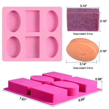 Силиконовая форма для мыла SILIKOLOVE с овальным прямоугольником для мыловарения, сделай сам, форма для мыла с цветами ручной работы, 12 узоров, отличные подарки для самостоятельного изготовления