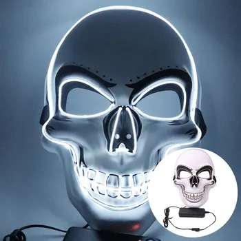 Светодиодная маска на Хэллоуин, светящаяся в темноте, костюм для вечеринки на Хэллоуин, косплей, маски, реквизит для ужасов, неоновый свет, реквизит для маскарада