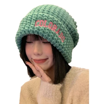 Осенне-зимняя корейская версия свободной однотонной шерстяной шапки для защиты ушей от холода на открытом воздухе