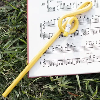 24шт Студенческих карандашей для заметок, музыкальных карандашей с ластиком, красочных музыкальных карандашей, деревянного скрипичного ключа, изогнутого карандаша.