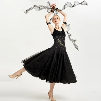 Роскошное платье для бальных танцев Современное танцевальное платье без рукавов Фламенко румба Самба вальс платье Стандартная тренировочная одежда