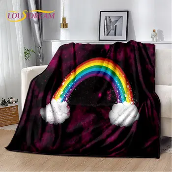 Иллюзия радужного цвета Мягкое плюшевое одеяло, фланелевое одеяло, покрывало для гостиной, спальни, кровати, дивана, покрывала для пикника