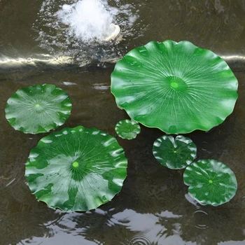 Набор из 9 искусственных плавающих поролоновых листьев лотоса, подушечек водяных кувшинок, украшений зеленого цвета, идеально подходит для патио, пруда с рыбками кои, бассейна, аквариума.