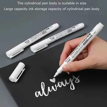 3ШТ Водонепроницаемая белая ручка для перманентной краски, которая не легко выцветает, Быстросохнущие белые маркеры, износостойкие, не пачкающие руки