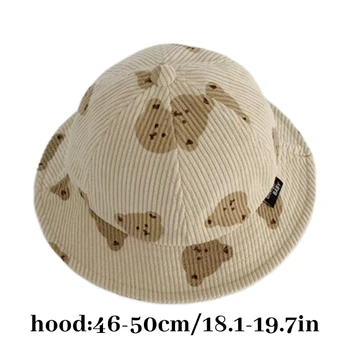 Детская шапка с медвежьими ушками, бейсболка для малышей, Рыбацкая шляпа для мальчиков и девочек, мультяшная вельветовая шляпа с мягкими полями, солнцезащитная шляпа