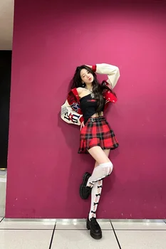 Корейский сценический костюм Ive K-pop, женские концертные костюмы, уличная танцевальная одежда в стиле хип-хоп, костюм для выступлений, бейсбольная куртка свободного кроя