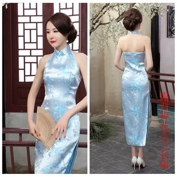 Китайский национальный длинный Чонсам из атласа сливового цвета, винтажный костюм, короткое платье для светских львиц, элегантные женские платья Qipao