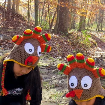 Вязаная шапка на День Благодарения Мультяшная Индейка Прекрасная Шапка Шерстяная Вязаная Шапка Шапочка из Индейки для детей взрослых Друг Яйца Девочка