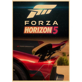 Плакат Forza Horizon 5 Винтажные принты и постеры из крафт-бумаги для домашнего декора, художественные наклейки на стены, Декоративная живопись, аниме-декор