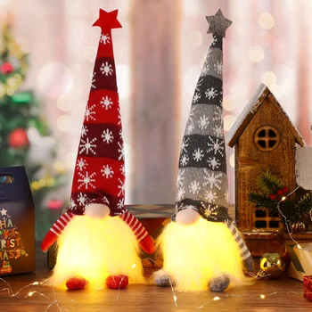 Статуэтка рождественского светодиодного декора, украшения для оформления зазора: Украшение в виде гнома из полипропиленового хлопка
