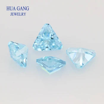 Светло-голубой Кубический цирконий треугольной формы, Бриллиантовая огранка, россыпь фианита, синтетические драгоценные камни, бусины для ювелирных изделий 4x4-10x10 мм