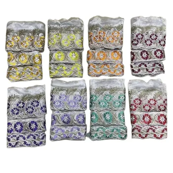 15 ярдов Хорошего качества Органза Цветочный Тюль Кружевная Отделка Лента Ткань Цветочная Вышивка Свадебное Шитье для Моды DIY