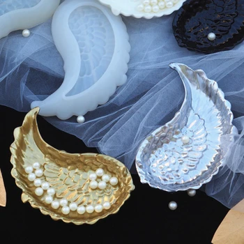 Крылья Ангела Лоток Силиконовая форма DIY 3D Блюдо в форме пера Витрина для хранения ювелирных изделий Формы для литья из гипсовой смолы Домашний Декор