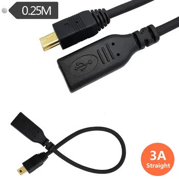 Позолоченный кабель 3A USB Type C к Mini USB, 90-градусный кабель USB-C от розетки к разъему Mini USB 0,25 м