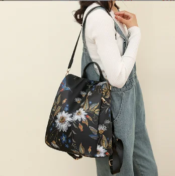 Женский Новый Модный туристический рюкзак из водонепроницаемого нейлона с принтом, Противоугонные сумки через плечо большой емкости, женские повседневные рюкзаки