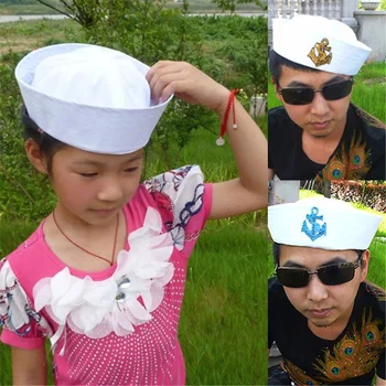 Военные головные уборы для выступлений на сцене с двойными флагами и стрелами, белая моряцкая темно-синяя шляпа, кепка для взрослых, детская кепка-пончик