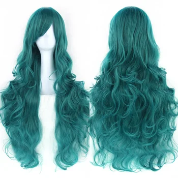 светлые волнистые синтетические волосы длиной 80 см, парик для косплея с челкой, красочные парики для костюмов на Хэллоуин для женщин