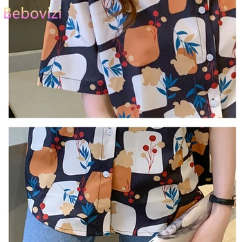 Bebovizi S-XXL 2021, новые Модные Летние повседневные женские топы и рубашки на пуговицах с коротким рукавом, офисная женская рабочая одежда