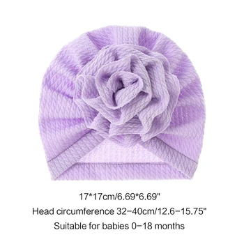 Новорожденный Младенец, Детская шапочка-тюрбан с большим бантом в виде солнечного цветка, Вязаная шапочка в рубчик и полоску для малышей, однотонная шапочка-бини с рюшами