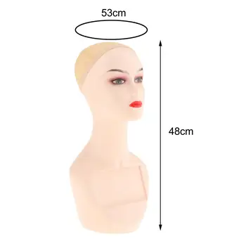 Женская голова манекена с сетчатым колпаком, прочная Высота 48 см для парикмахерской, очки для укладки, ювелирное ожерелье, подставка для дисплея