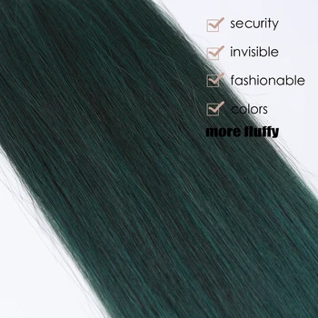 Синтетические Длинные прямые Наращивание волос на 16 зажимов, 7 шт./компл. Черновато-зеленые шиньоны, Термостойкие Цветные волосы для косплея.