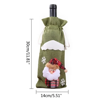 Рождественская крышка для бутылки вина, подарочные пакеты для вина со шнурком, многоразовые Рождественские чехлы, прямая поставка